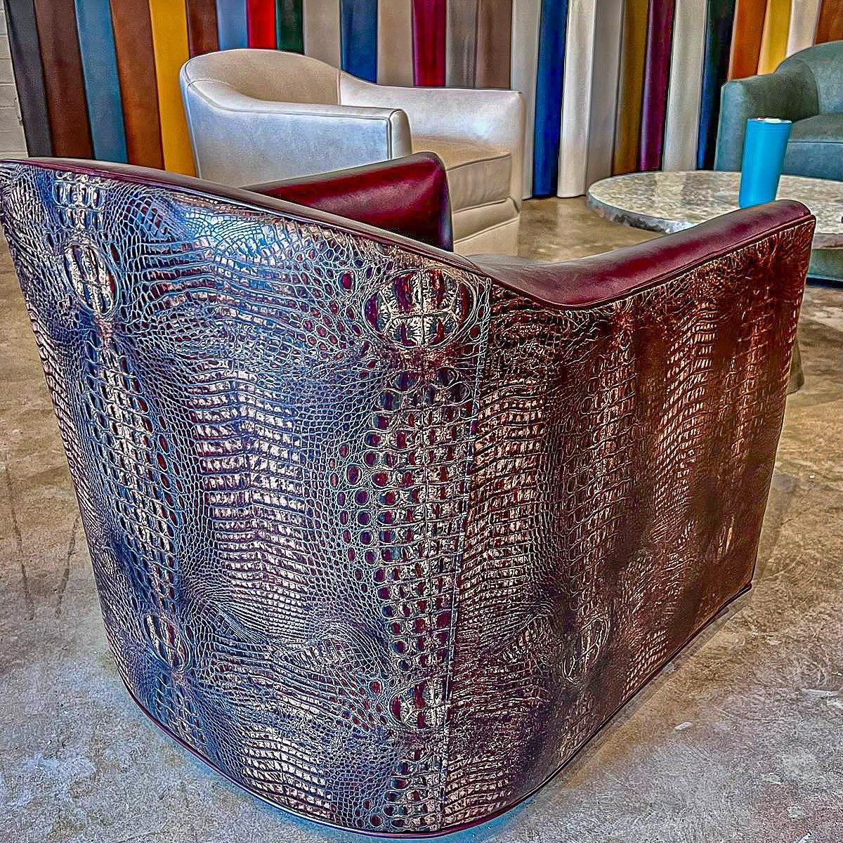 Embossed croc leather chair - Your Western Decor