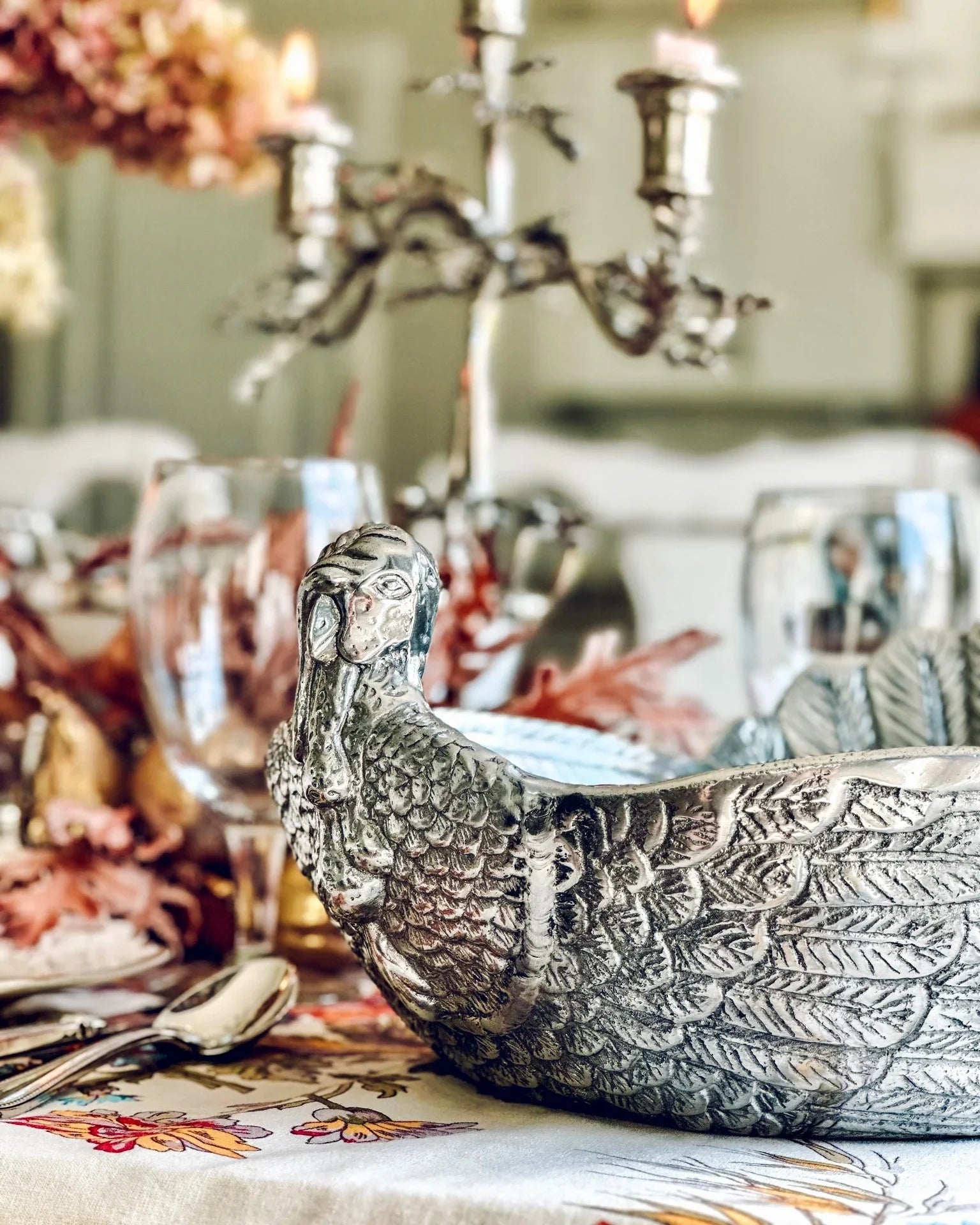 Aluminum turkey shaped serving bowl - Your Western Decor