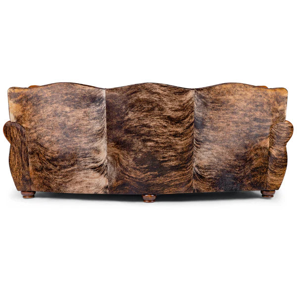 Dark brindle back of Amber leather sofa