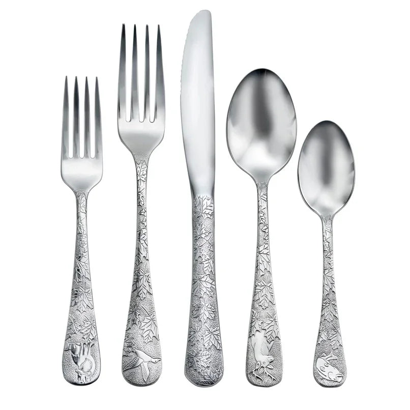 American made Exquisite American Wildlife Engraved Flatware Set - Your Western Decor