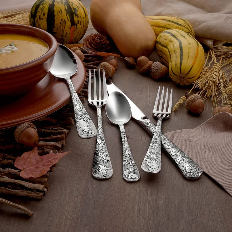 American made Exquisite American Wildlife Engraved Flatware Set - Your Western Decor