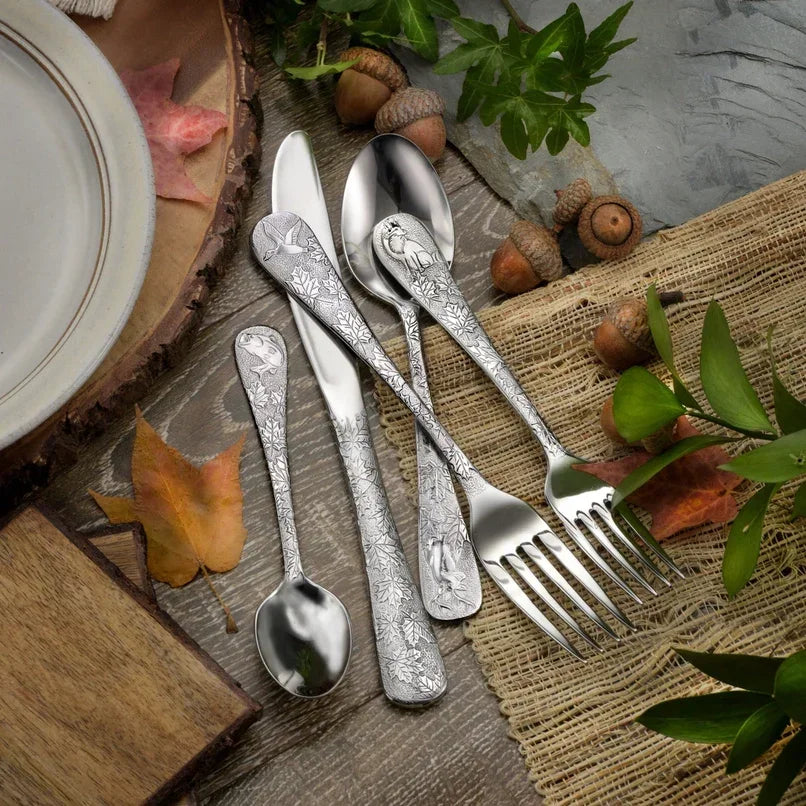 American made Exquisite American Wildlife Engraved Flatware Set - Your Western Decor