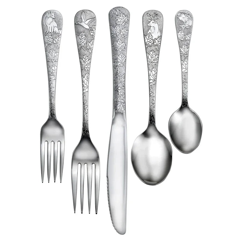 American made Exquisite American Wildlife Engraved Flatware Set - Your Western Decor