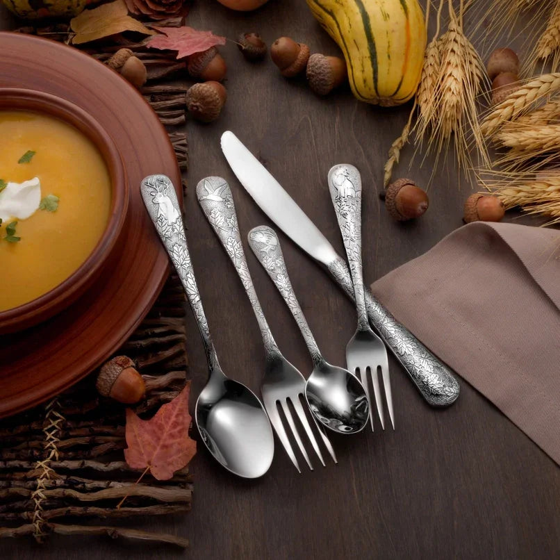 American made Exquisite American Wildlife Engraved Flatware Set - Your Western Decor