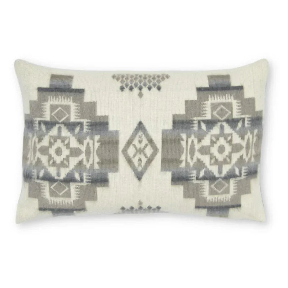 Andes Southwestern Lumbar Pillow Cover in grey, off-white, blues - Your Western Decor