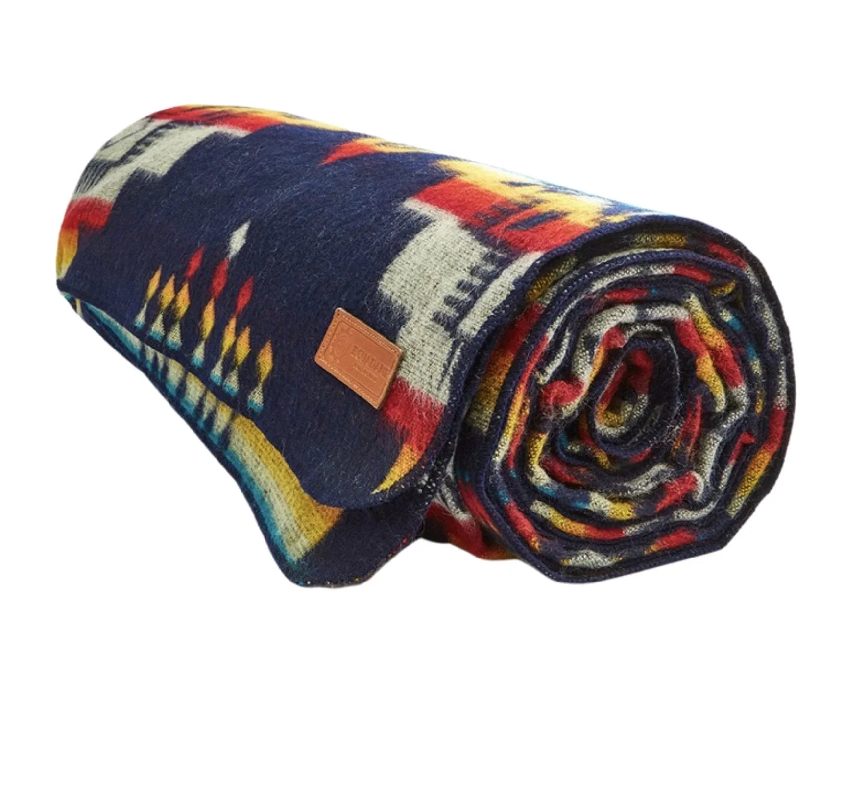 Andes midnight Southwestern blanket rolled up in geometric patterns - Your Western Decor