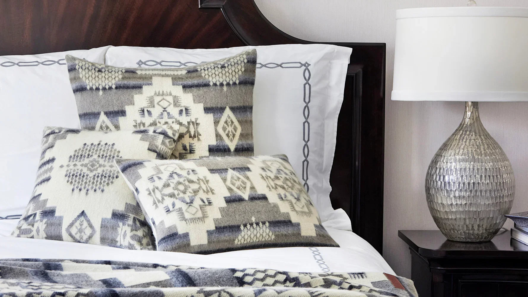 Andes Southwestern Pillow Covers in grey, off-white, blues - Your Western Decor