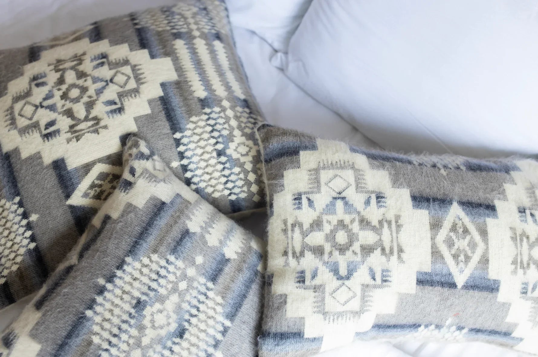 Andes Southwestern Pillow Covers in grey, off-white, blues - Your Western Decor