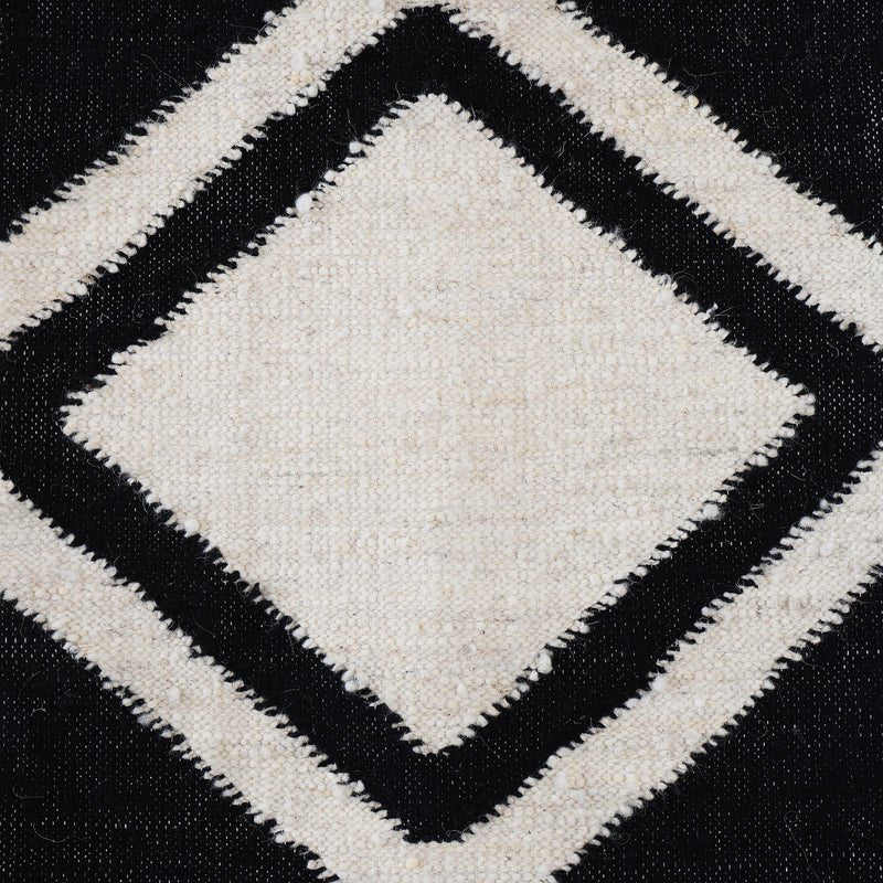 Black and White Antigua Handwoven Wool Throw Pillow Detail - Your Western Decor