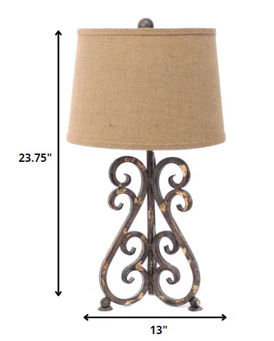 Bronzed table lamp with linen shade - Your Western Decor