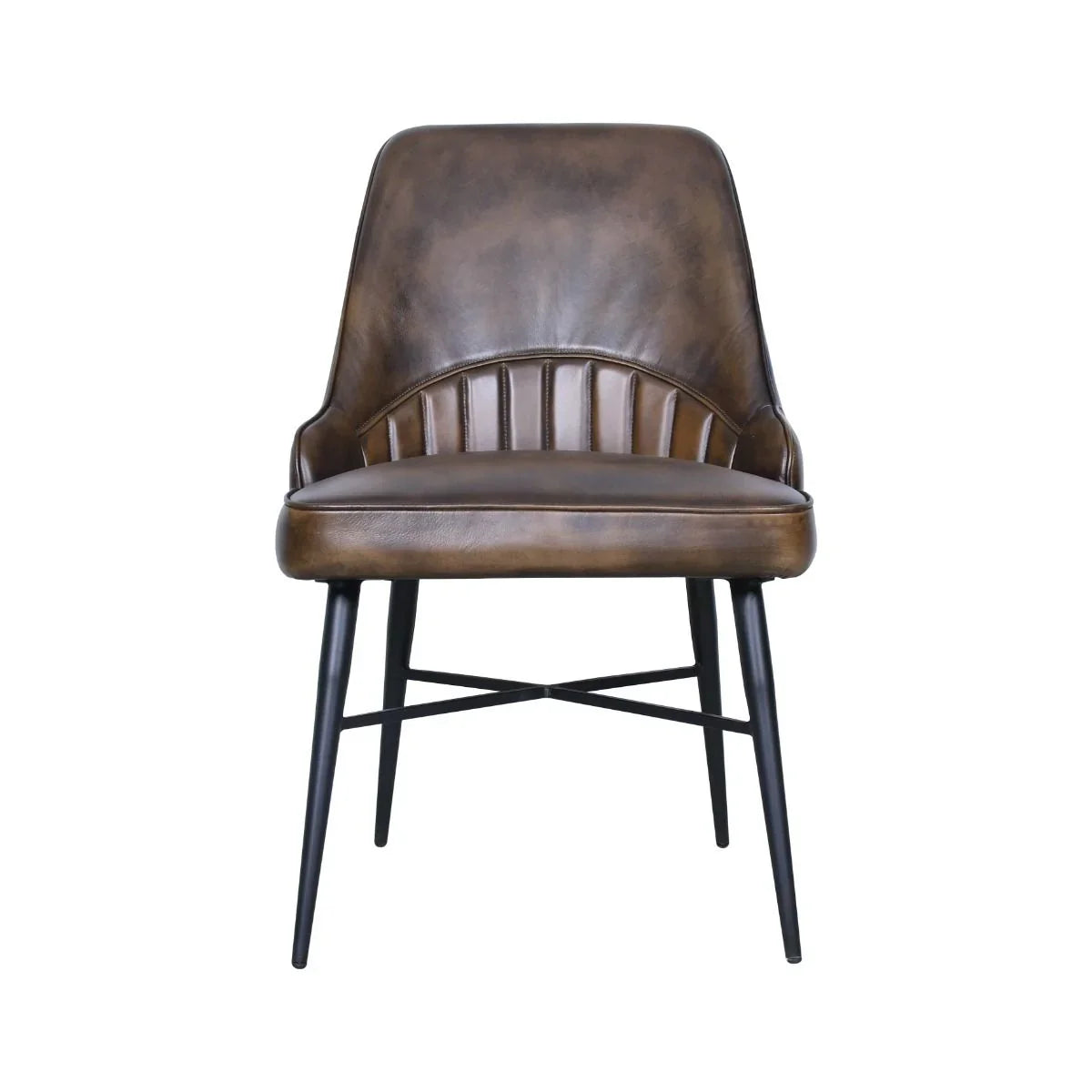 Antiqued buffalo leather upholstered dining chair - Your Western Decor