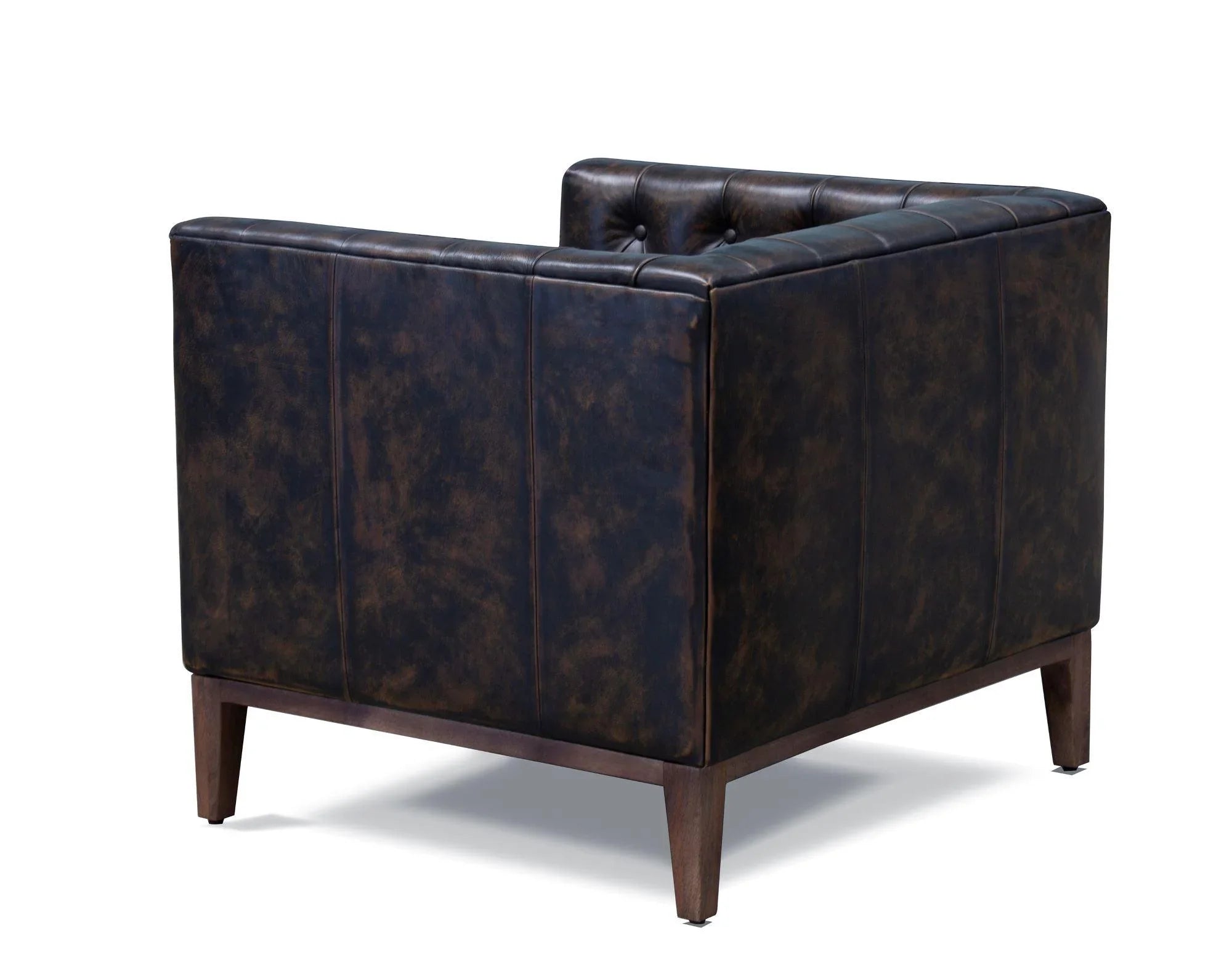 Antiqued Leather Tufted Club Chair