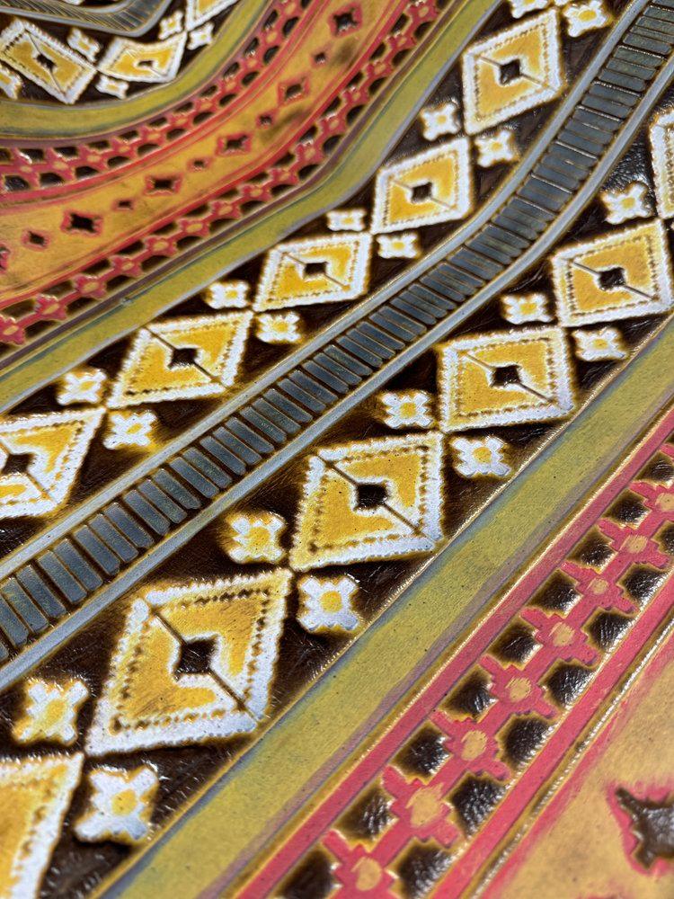 Custom Arizona Hand Painted Southwestern Leather Hide - Your Western Decor