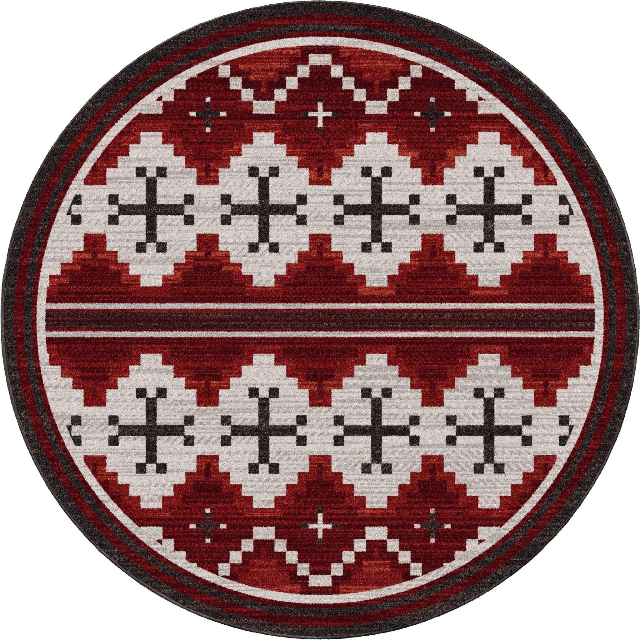 Aspen Area Rug in Reds 8' Round made in the USA - Your Western Decor