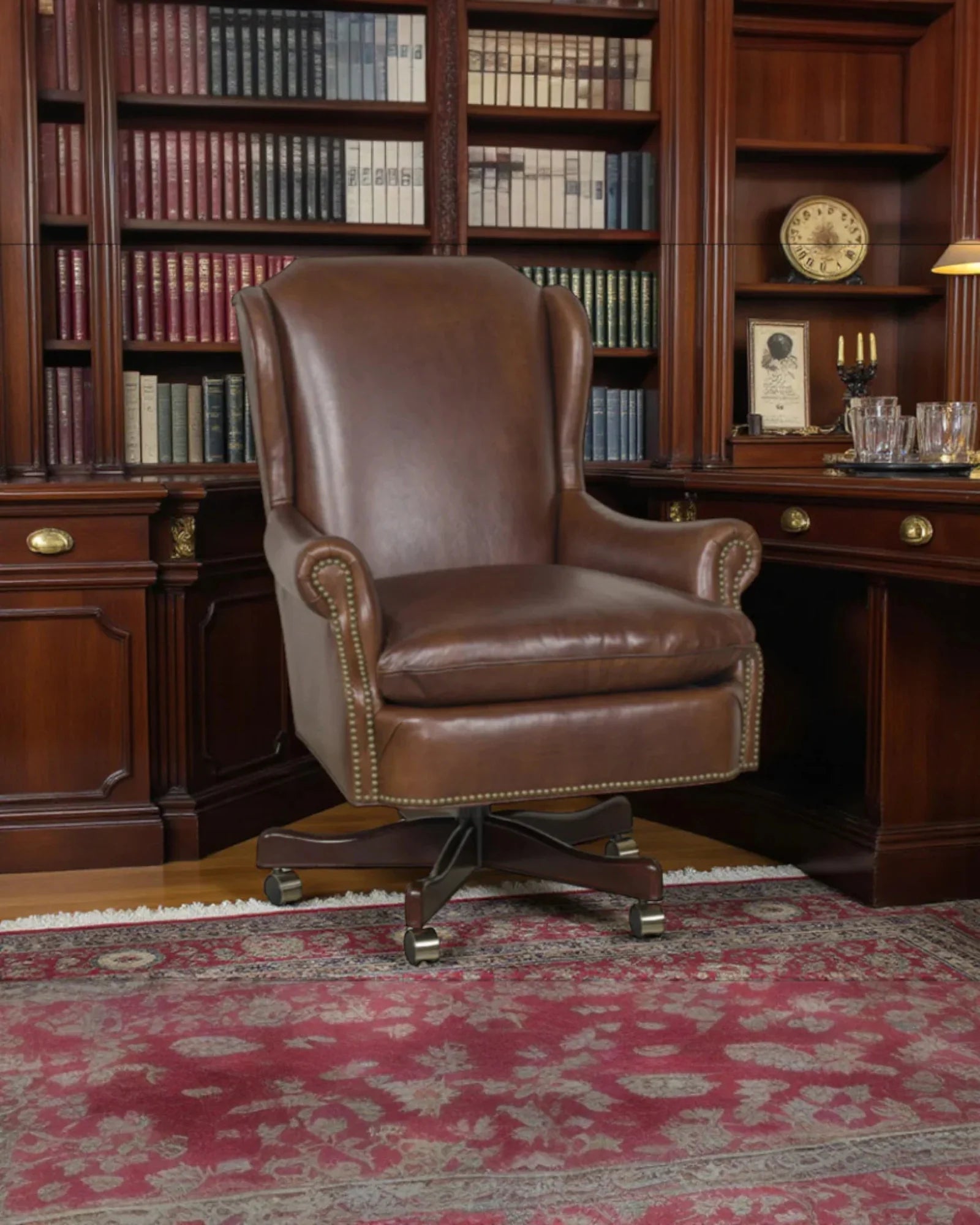 Brown leather office chair in office setting - Your Western Decor