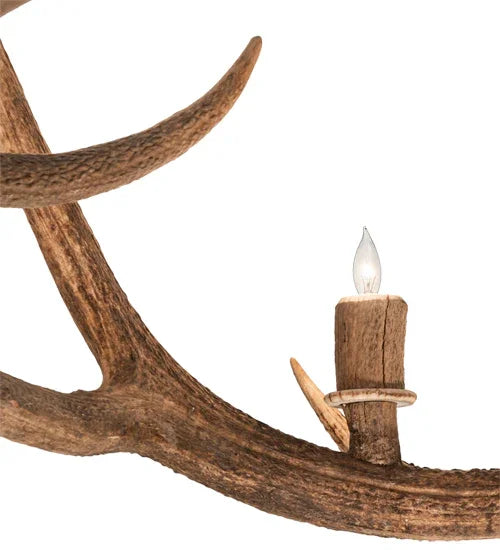 Close up of antler chandelier light