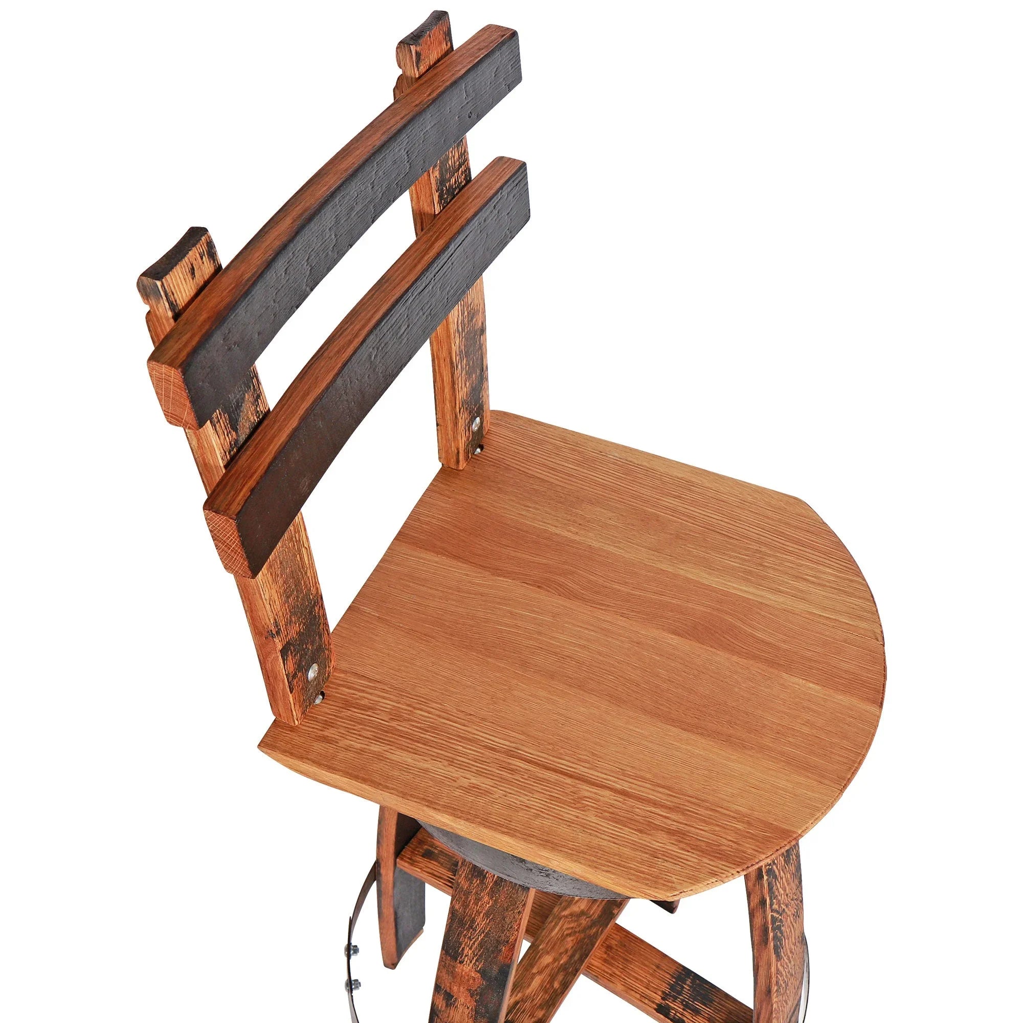 Wood seat on rustic wood swivel bar stool - Your Western Decor