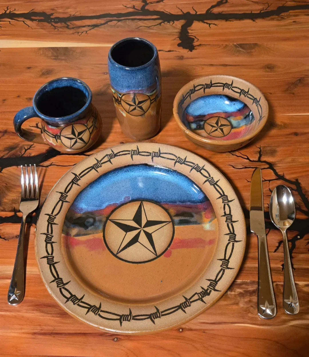 western style ceramic drinking tumbler with handcrafted finish and natural tones