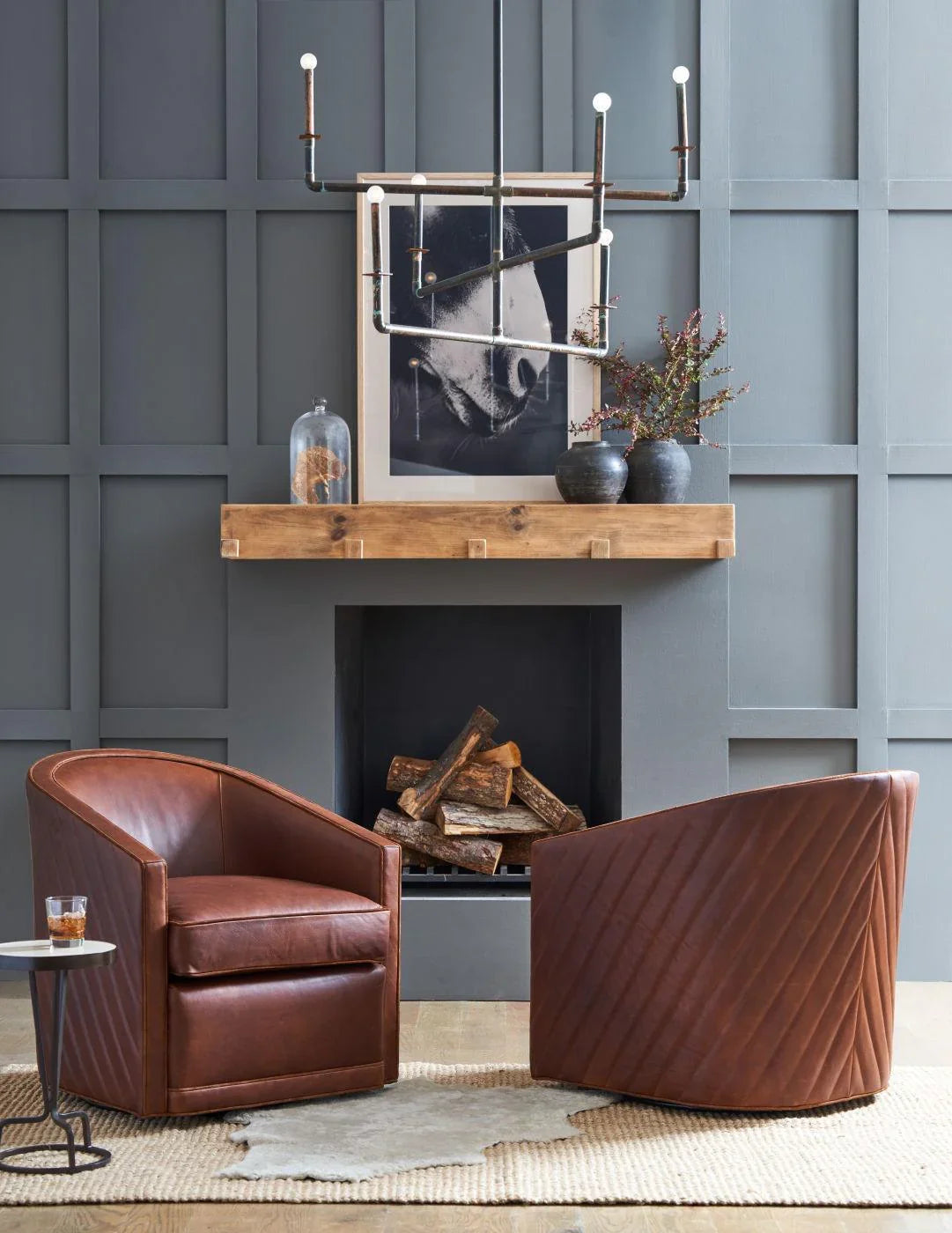 Custom American made luxury Red Baron Leather Swivel Chairs - Your Western Decor