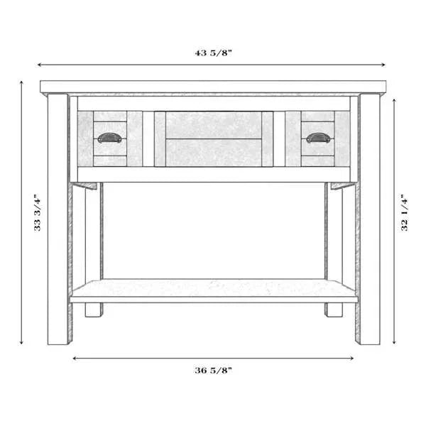 Dimensions of a piece of furniture with measurements labeled - Your Western Decor