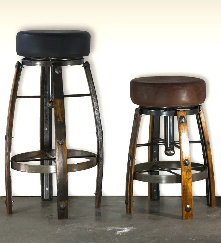 Tequila stave and leather swivel bar and counter stool - Your Westenr Decor