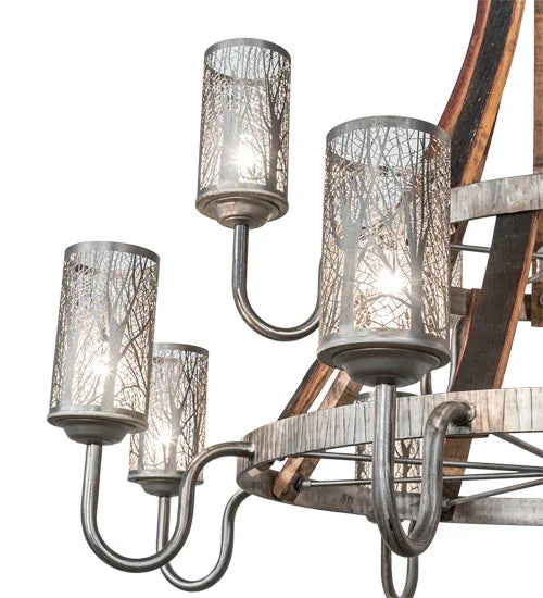 American made, hand crafted 12 light Industrial Steel Barrel Stave Chandelier - Your Western Decor