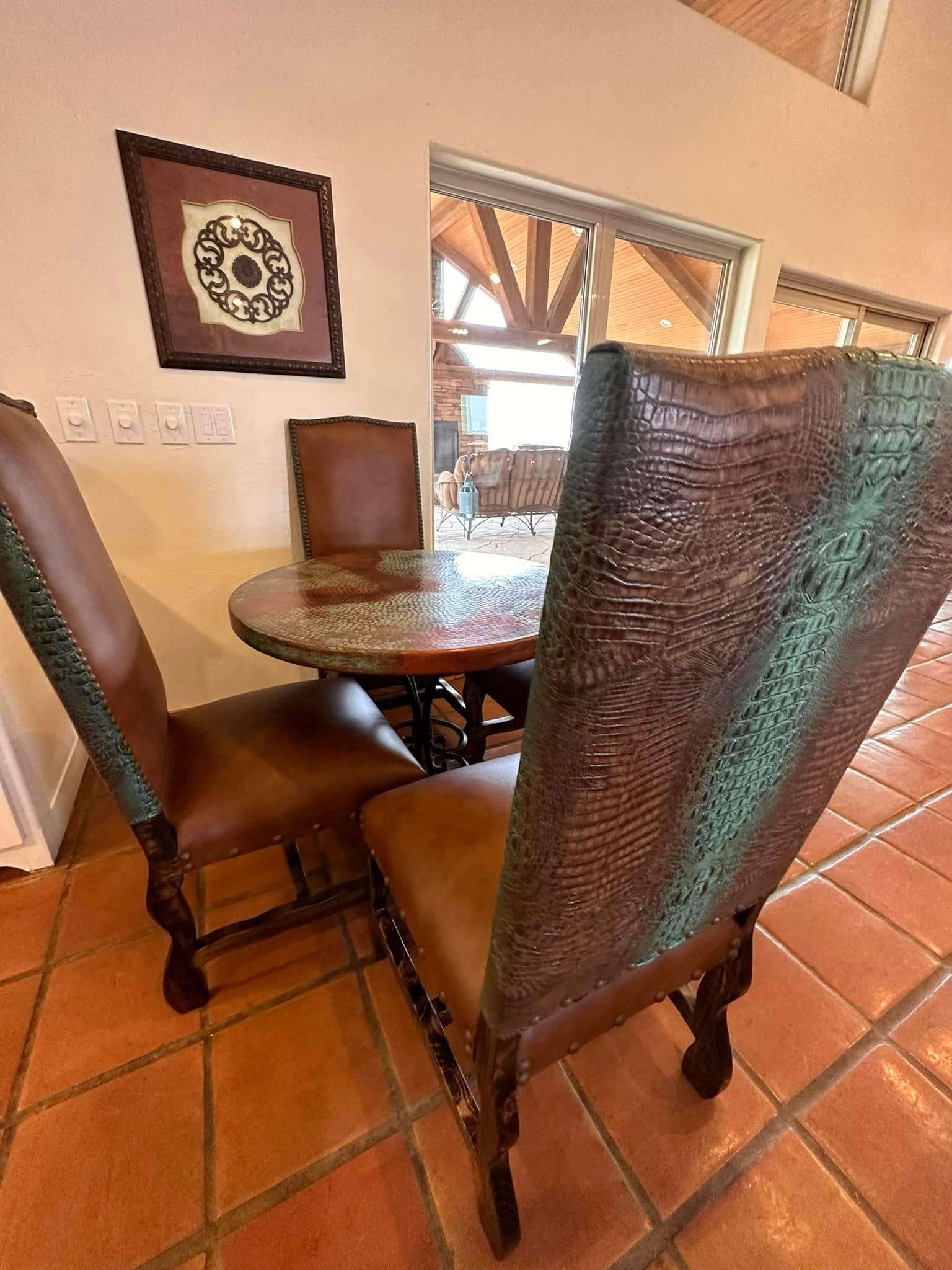American made Bayou Croc Embossed Leather Dining Chair Set - Your Western Decor