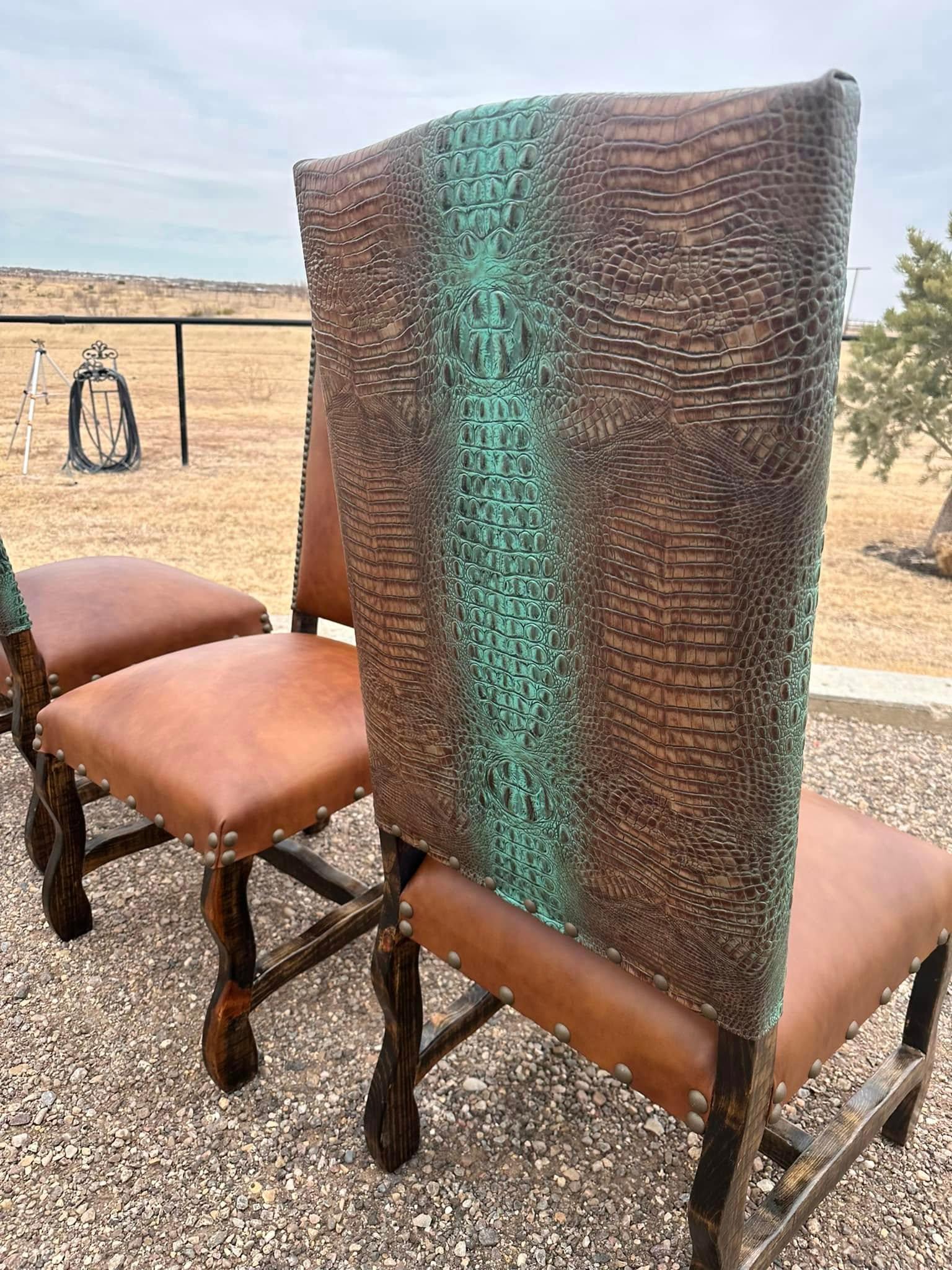 Bayou Croc Embossed Leather Dining Chair - Your Western Decor