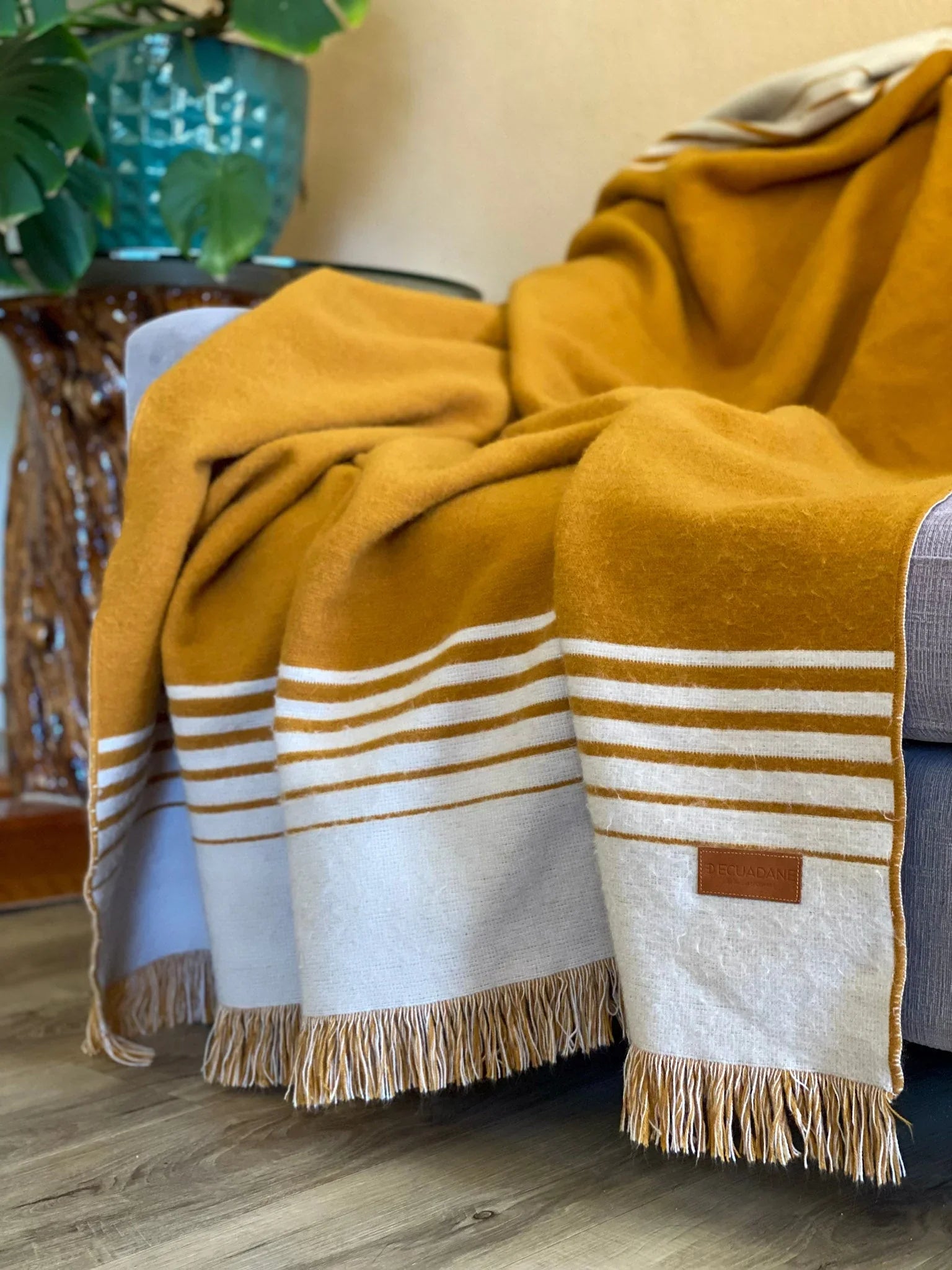 Gold and beige color ultra plush throw blanket - Your Western Decor