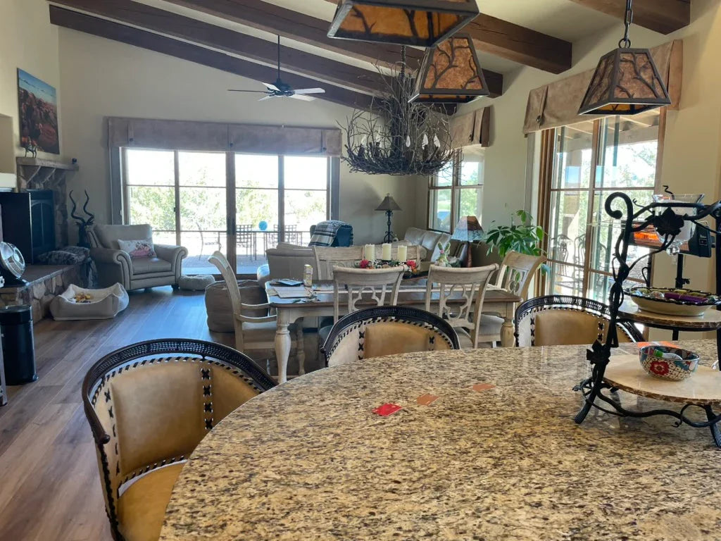 Beige leather counter chair with swivel - Your Western Decor