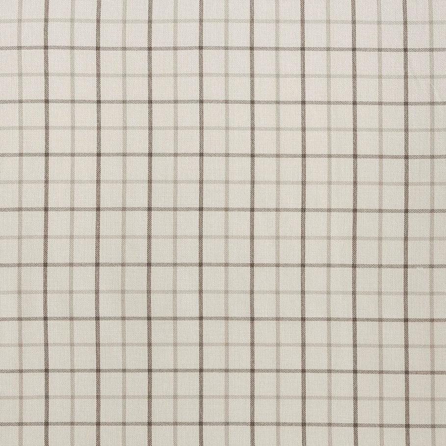 Fabric and pattern detail on Beige Plaid Lined Curtain Panel with faux leather tabs - Your Western Decor