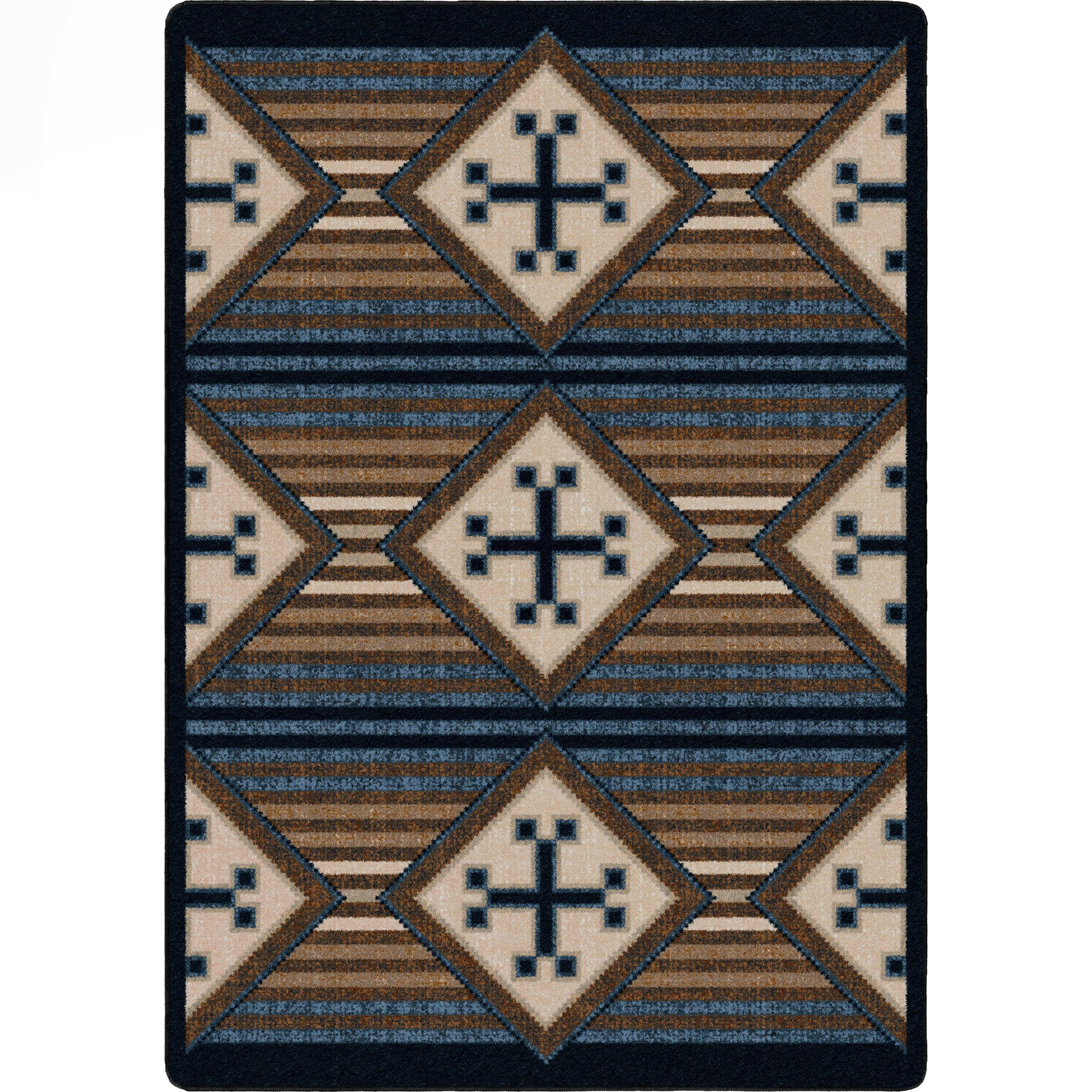 Bison Black Russet Area Rug in blue, black, tans, and cream. Made in the USA - Your Western Decor