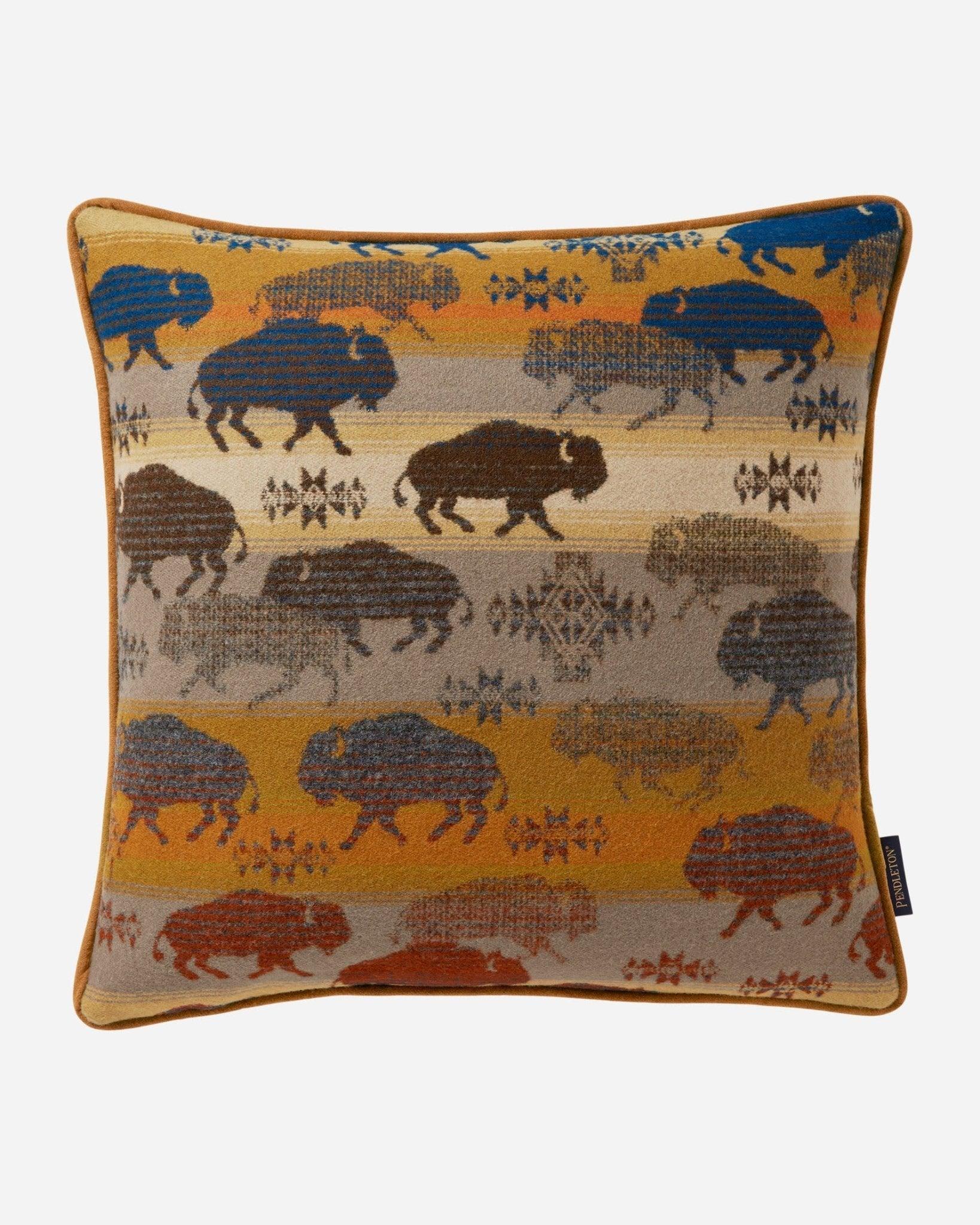 Bison Rush Hour Pendleton Throw Pillow made in the USA - Your Western Decor