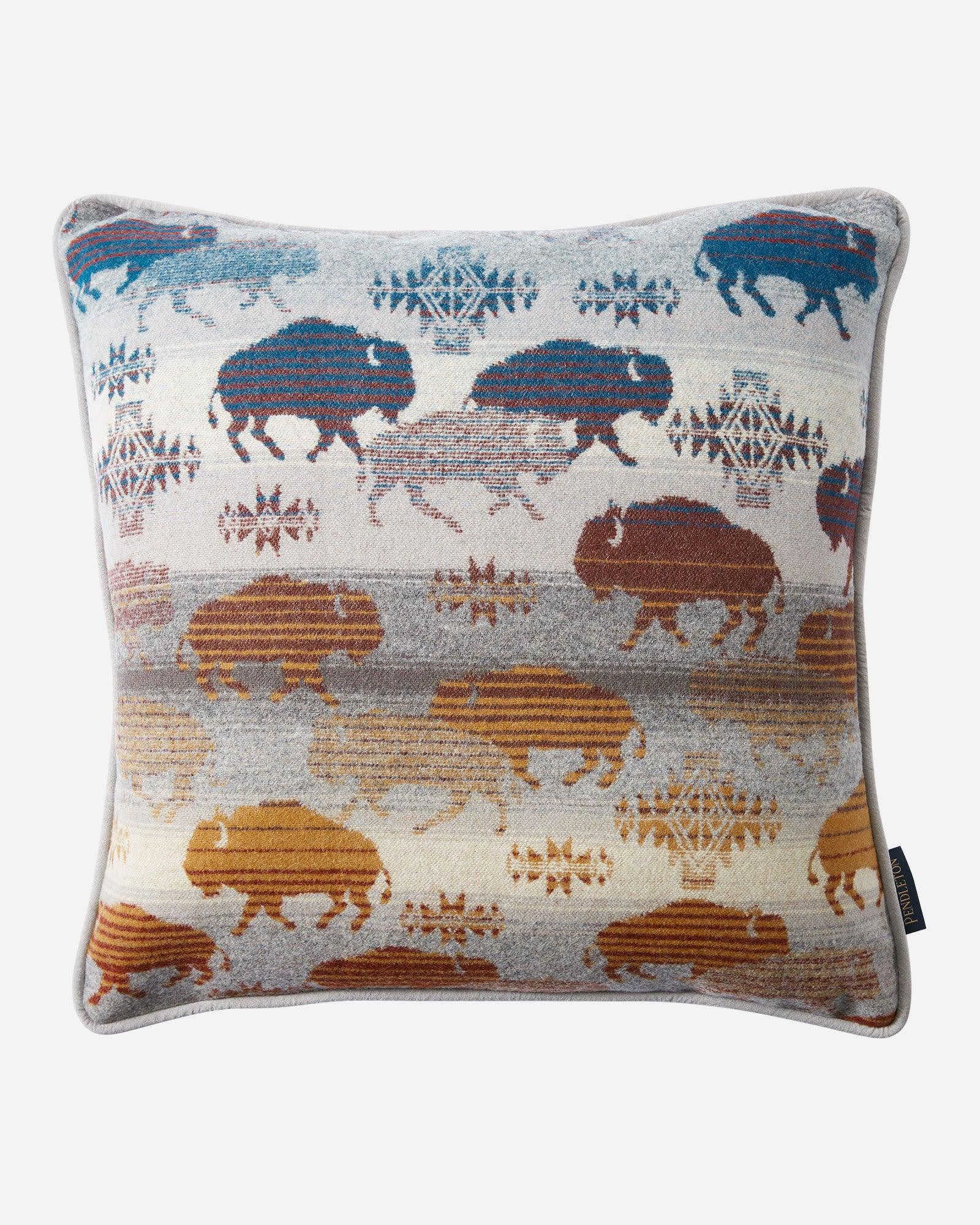 Bison Rush Hour Pendleton Throw Pillow made in the USA - Your Western Decor