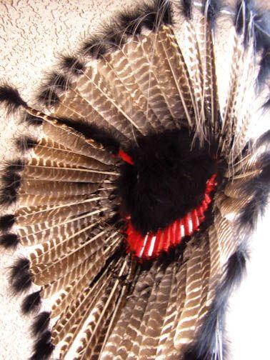 Native American made Black Barred Turkey Warbonnet back - Your Western Decor