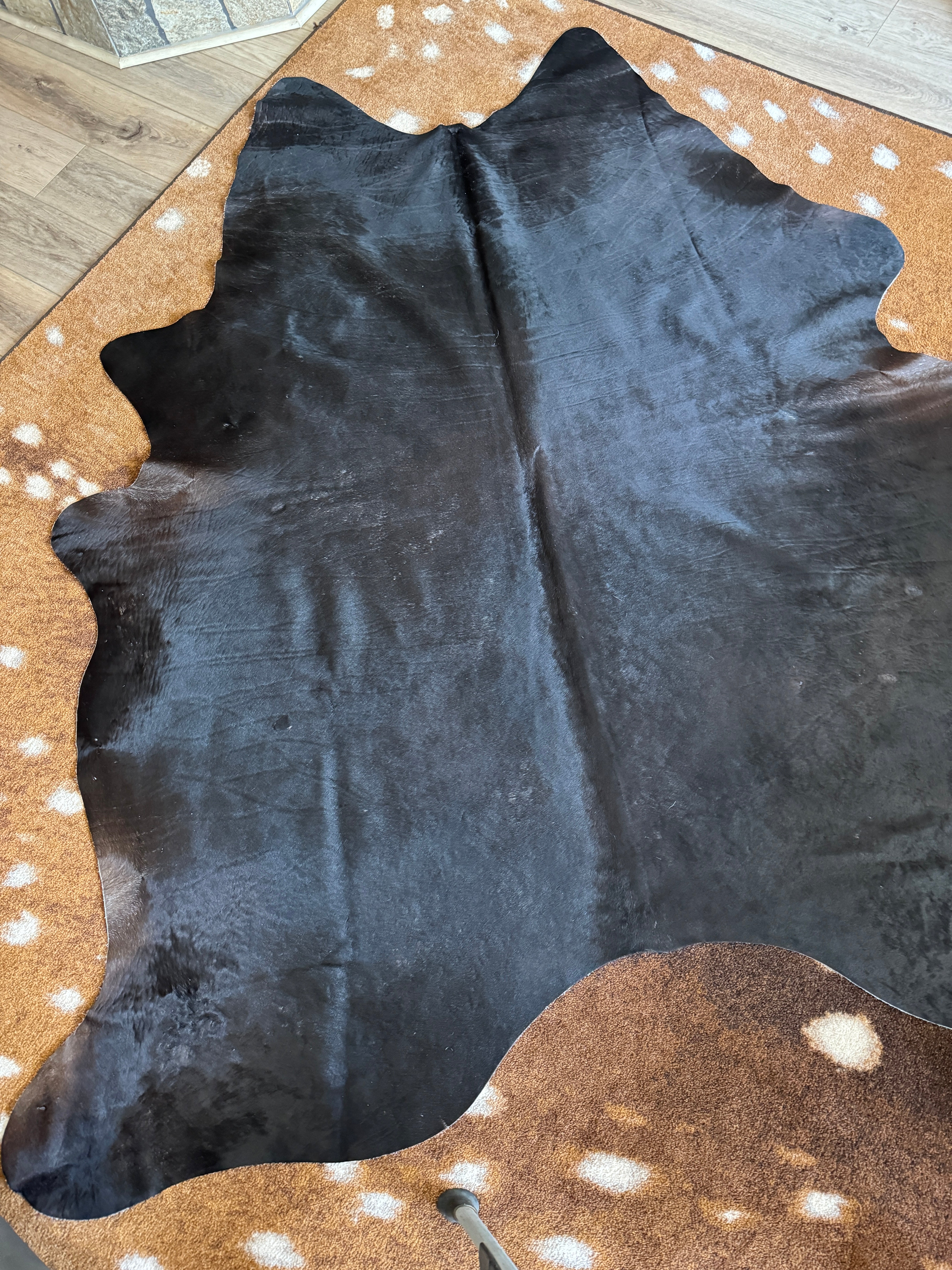 genuine black cowhide rug soft sheen natural hide for modern rustic interiors