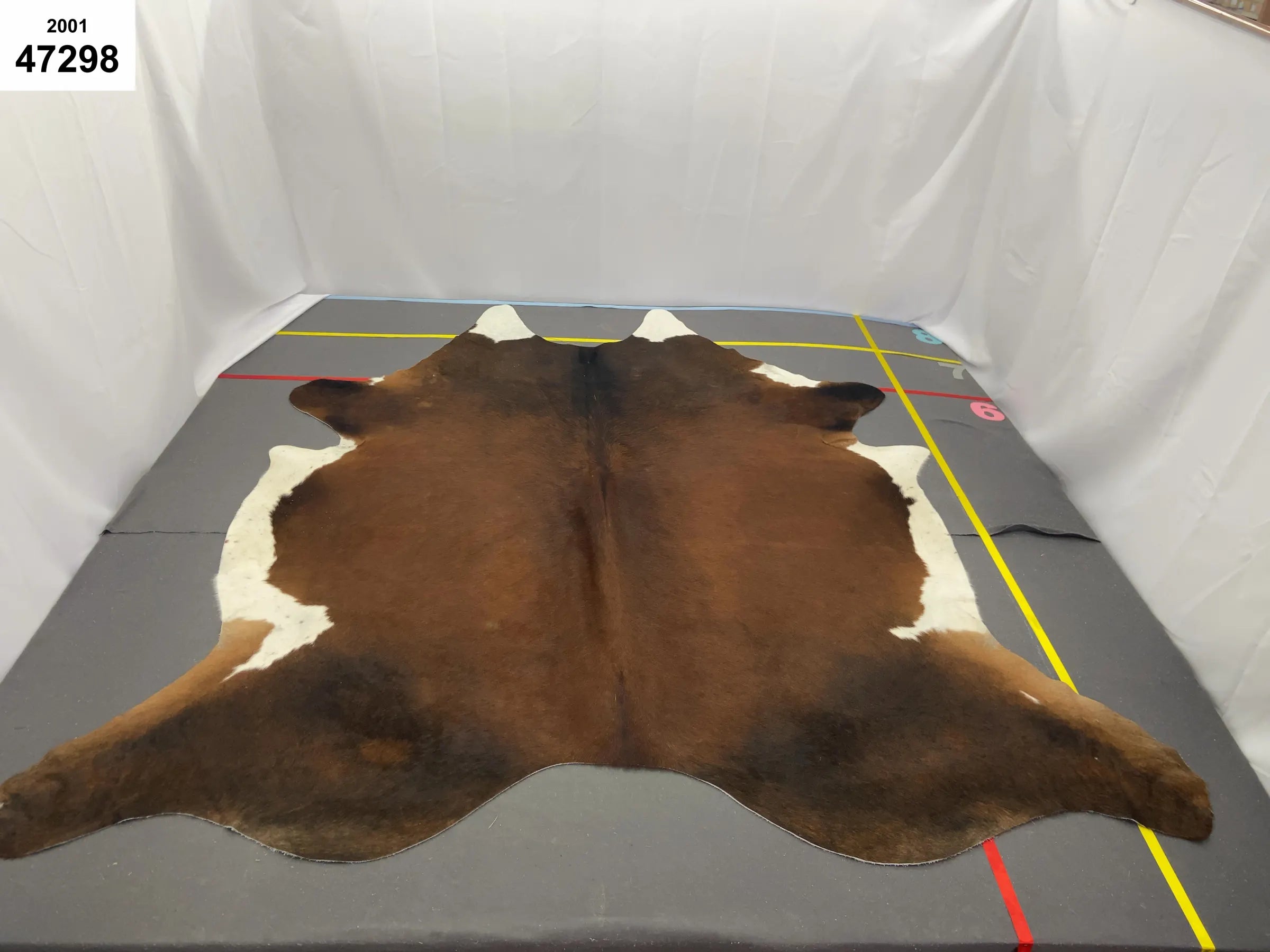 Black brown cowhide rug with white, XL