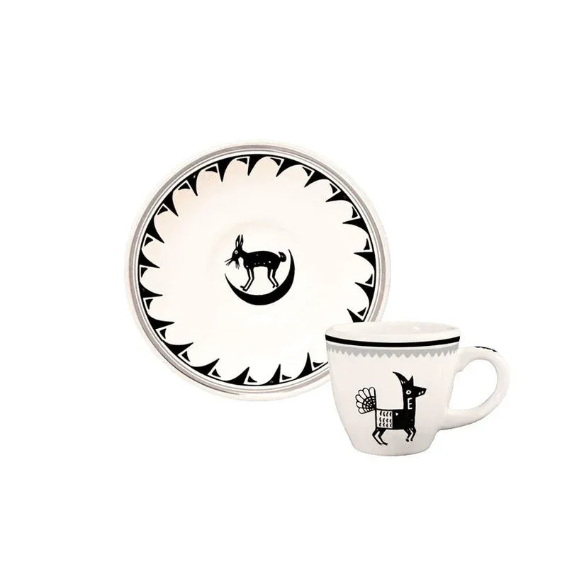 Mimbreno espresso cup and saucer set in black and white - Your Western Decor