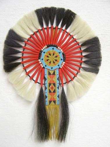 Native Black & White Beaded Horsehair Bustle - You Western Decor
