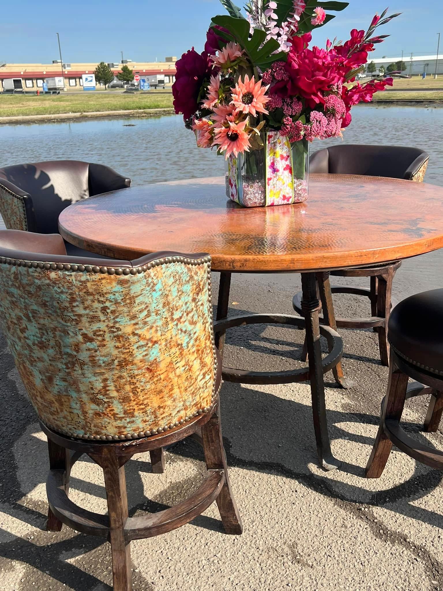 Chairs with Blue Driftwood Copper Leather - Your Western Decor