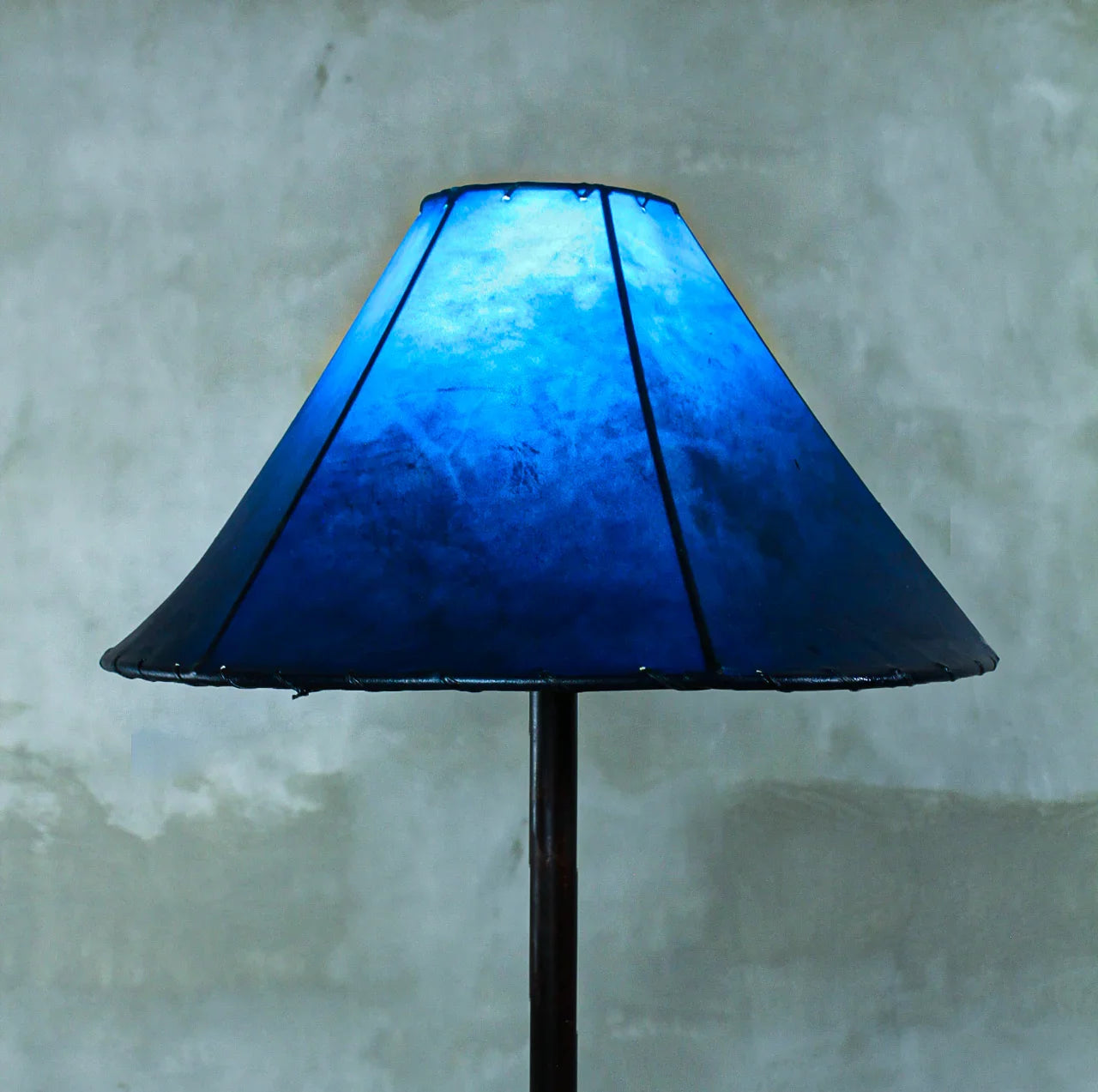 Handmade blue rawhide lamp shade - Your Western Decor