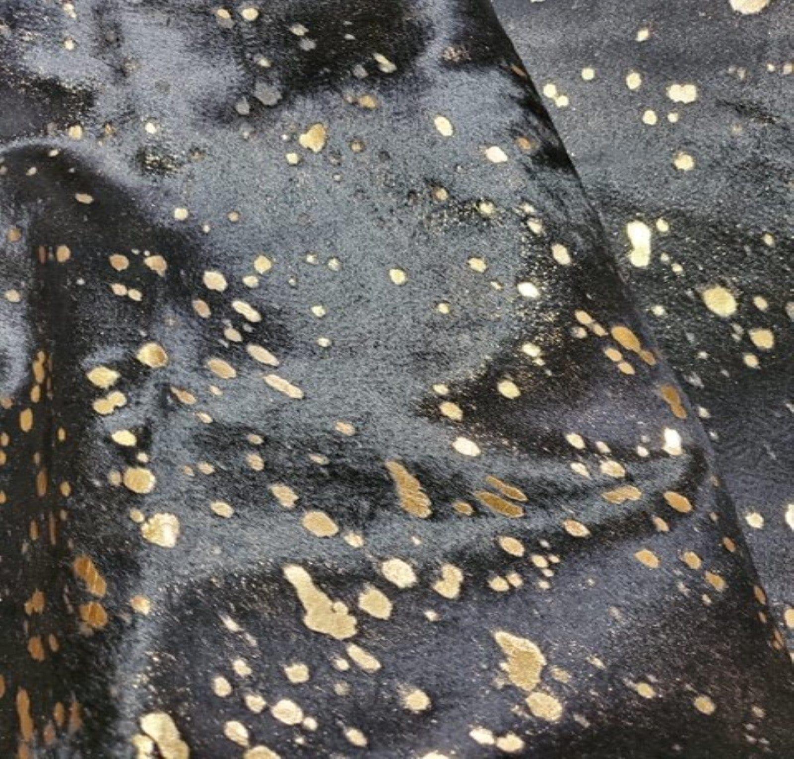 metallic gold cowhide rug black acid wash luxury western decor