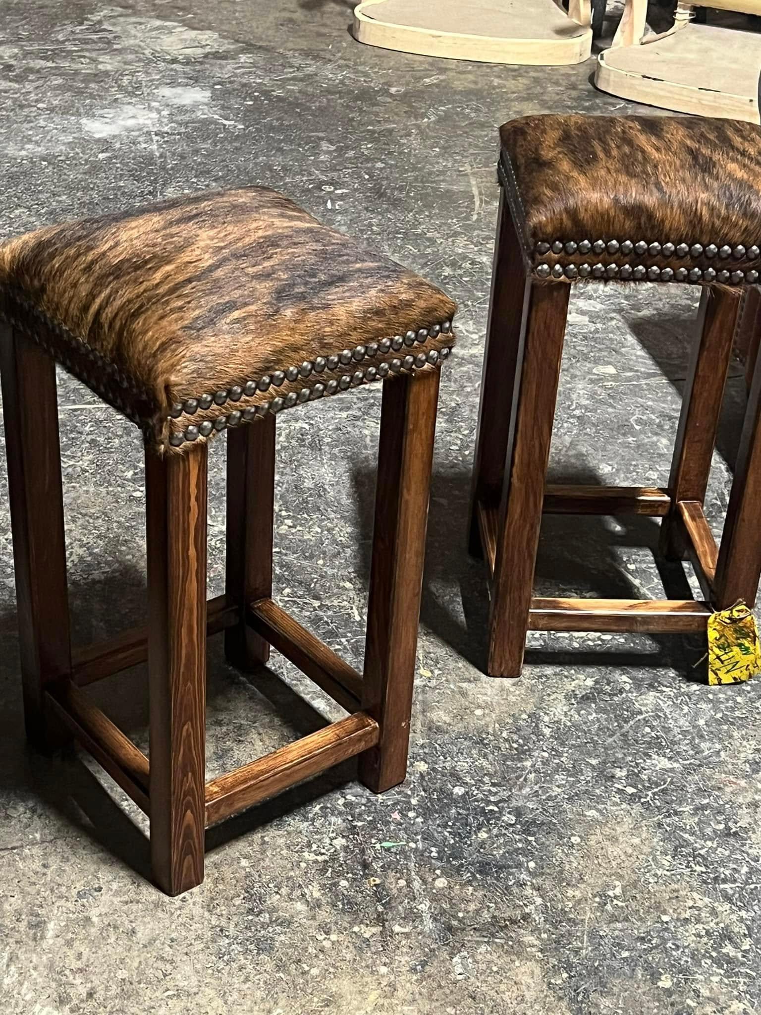 Custom made Brisbane Cowhide Western Bar and Counter Stools made in the USA - Your Western Decor