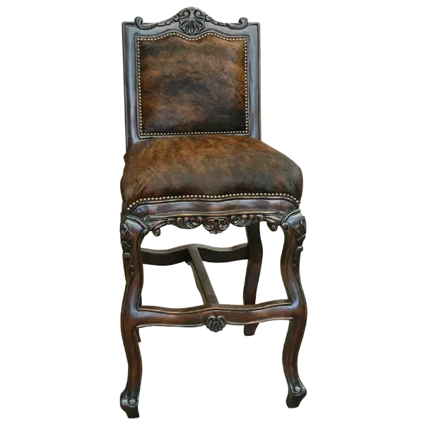 Vintage-style chair with brown leather seat and backrest - Your Western Decor