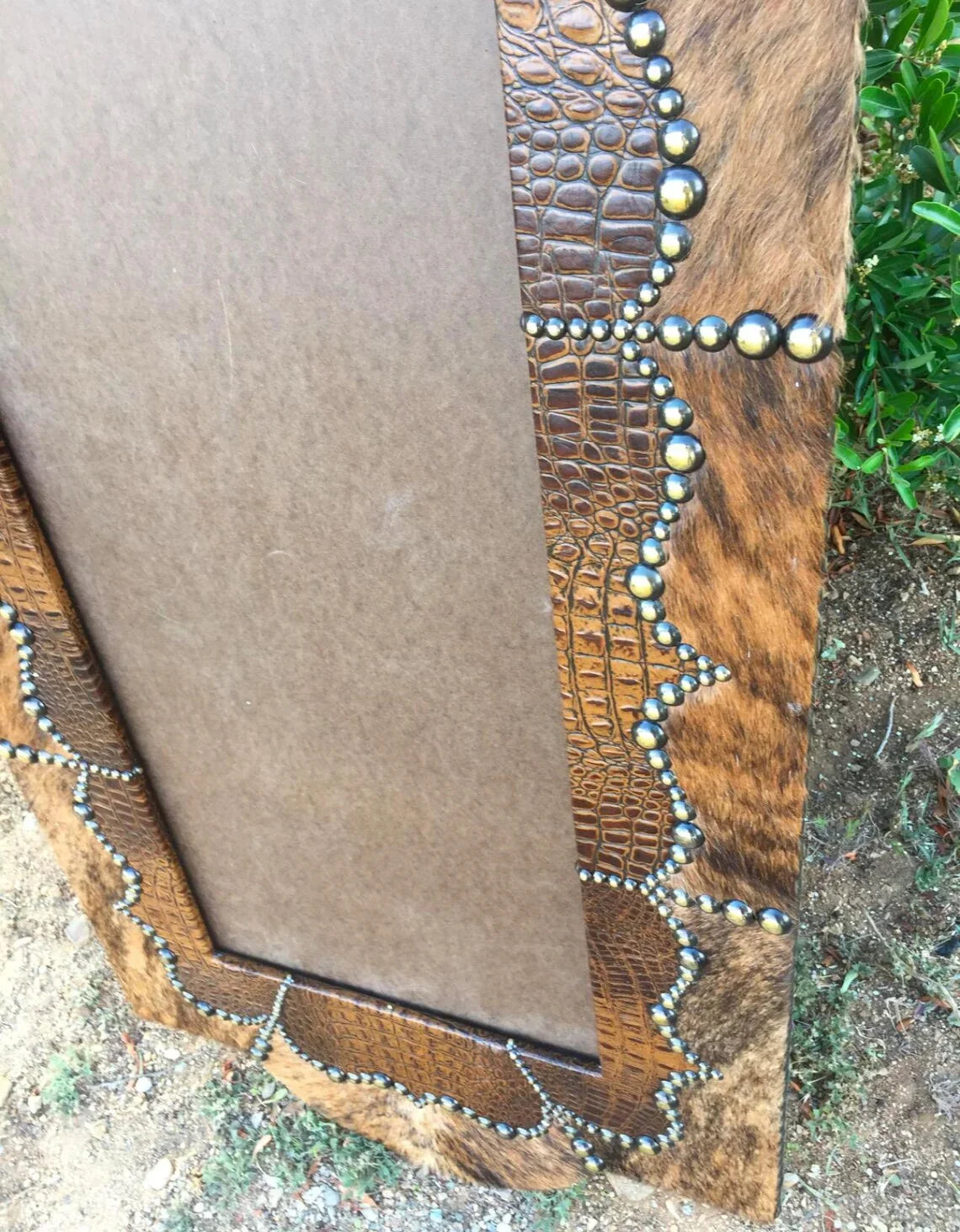 American made, handmade Leather & Cowhide Full Length Western Mirror Frame - Your Western Decor