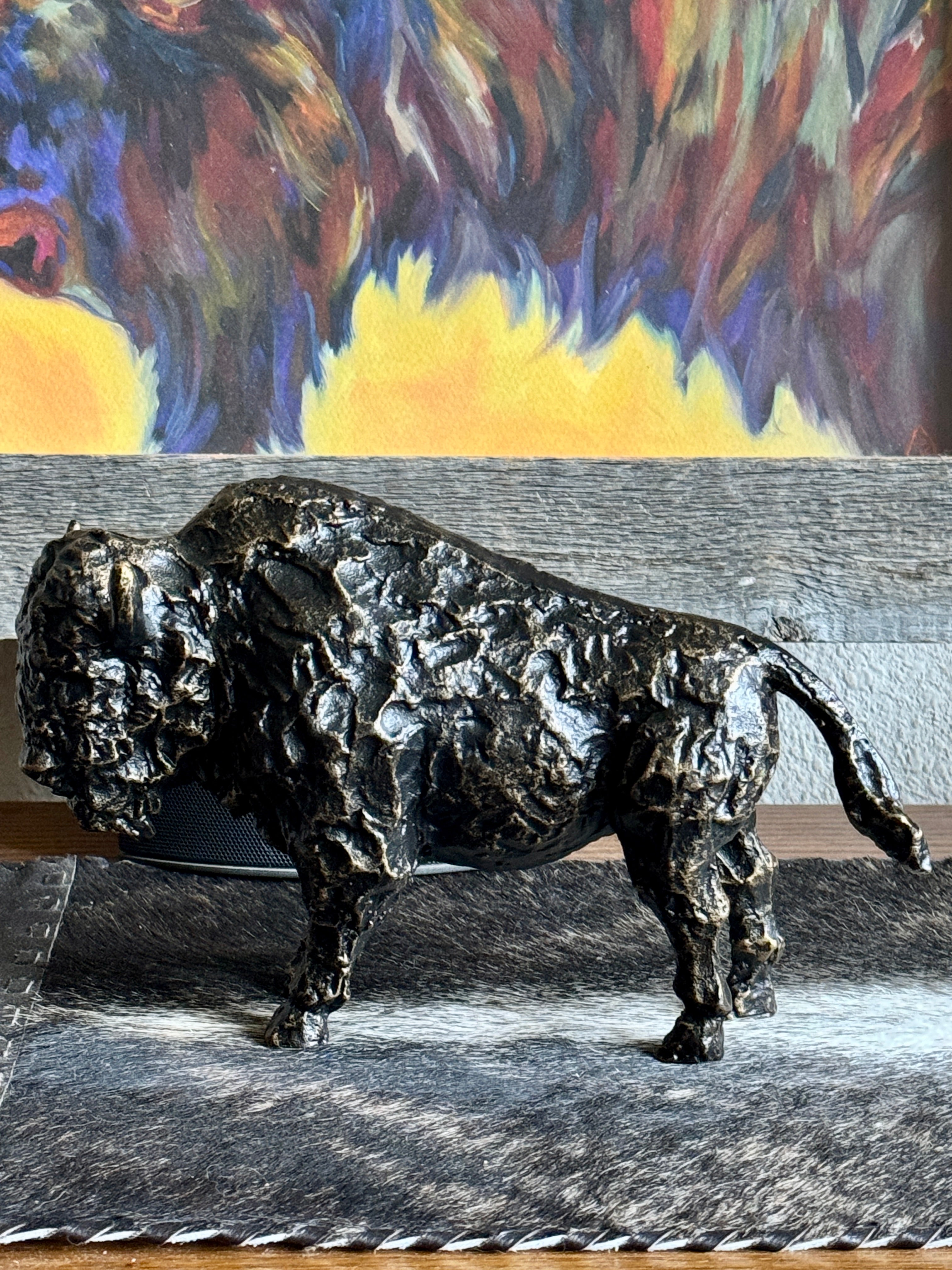 buffalo decor western bronzed cast iron buffalo sculpture