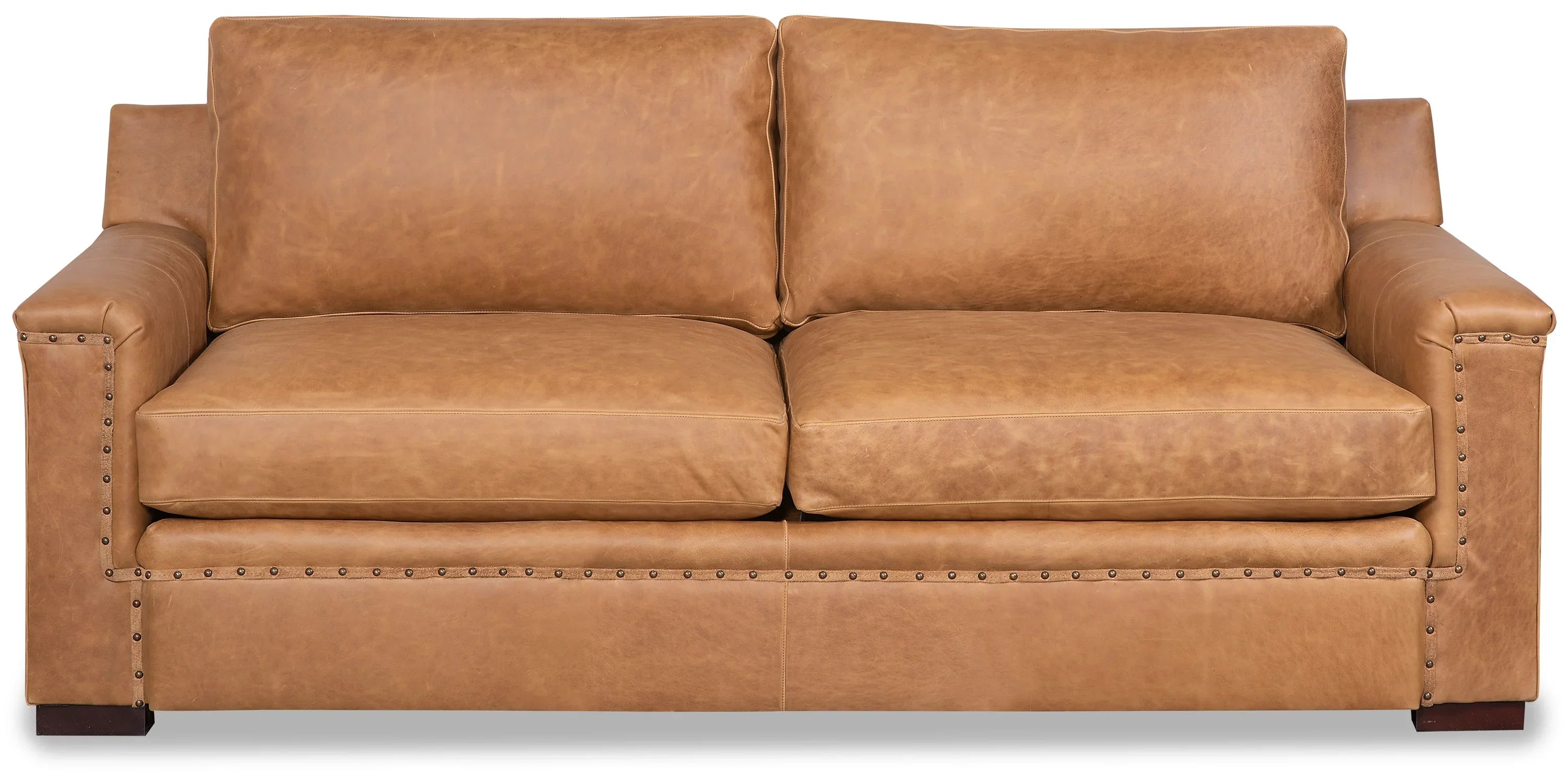 Front view of Butter Crunch Leather Loveseat - Your Western Decor