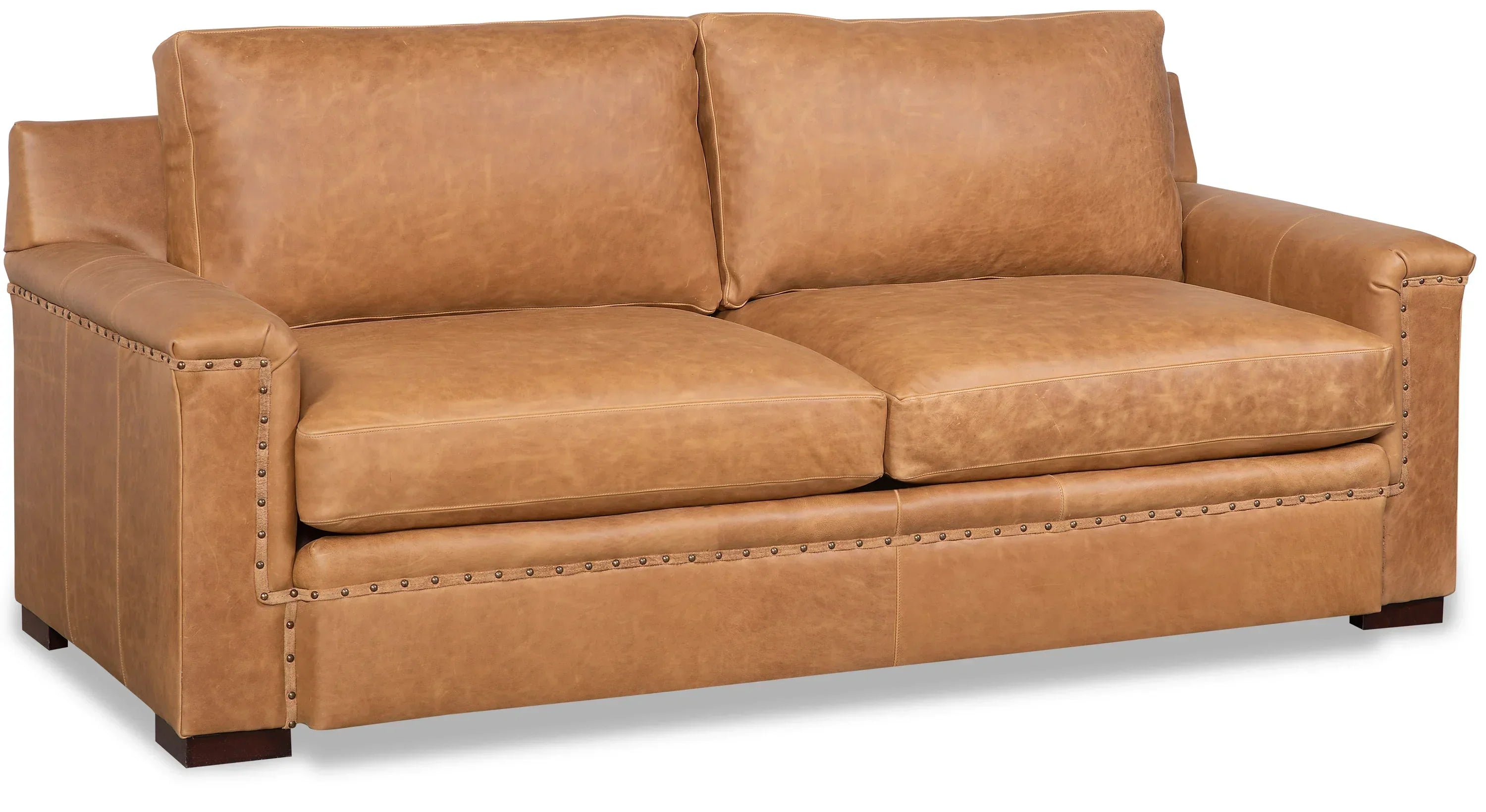 Two cushion option tan leather sofa - Your Western Decor