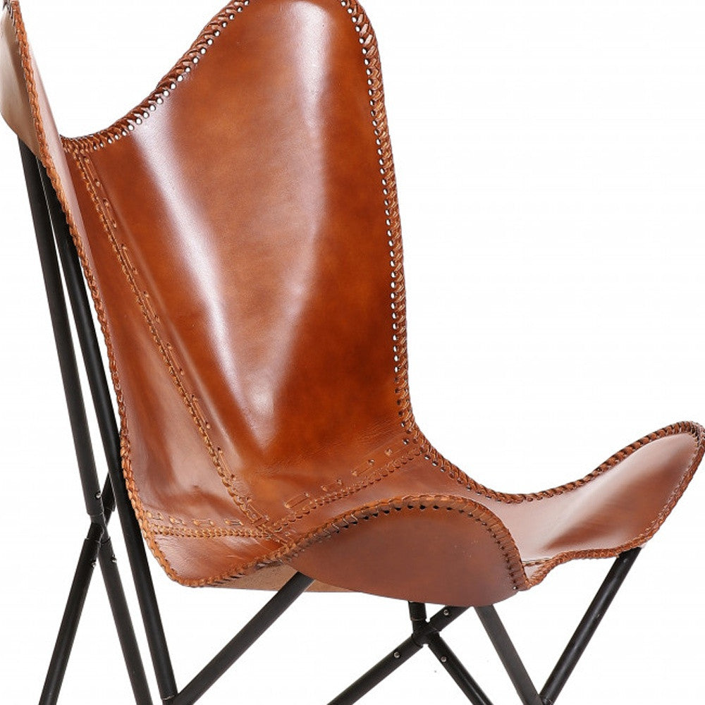 Leather butterfly chair closeup - Your Western Decor