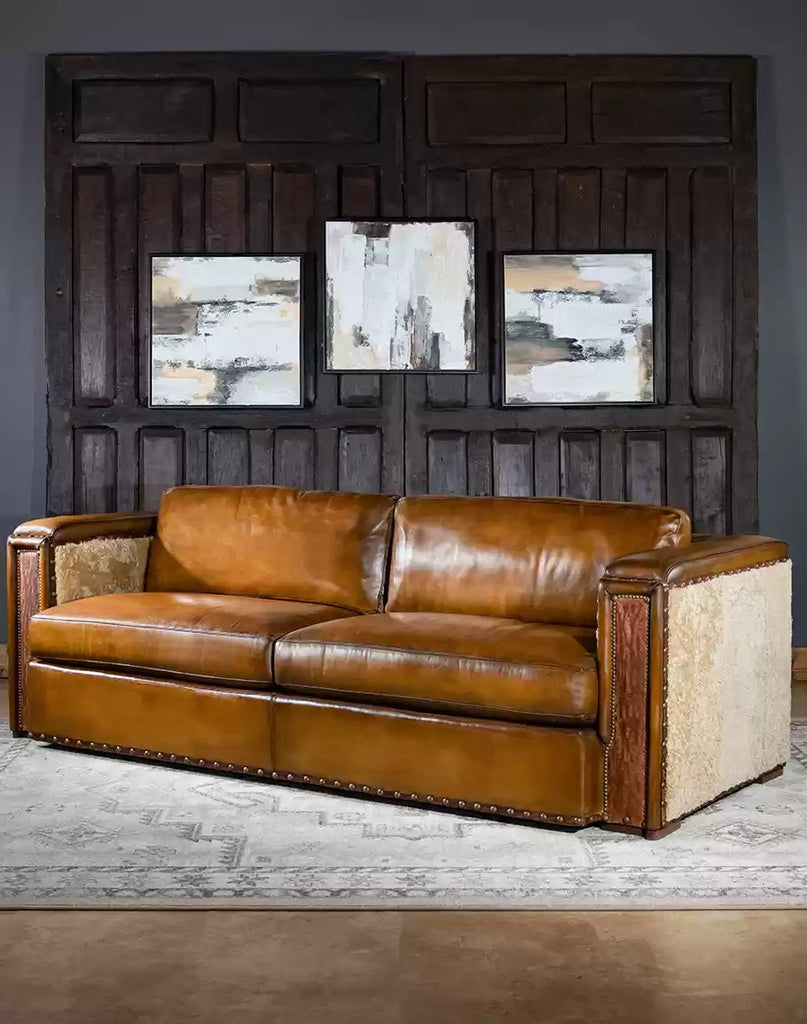 American made Camden Leather and Shearling Sofa - Your Western Decor